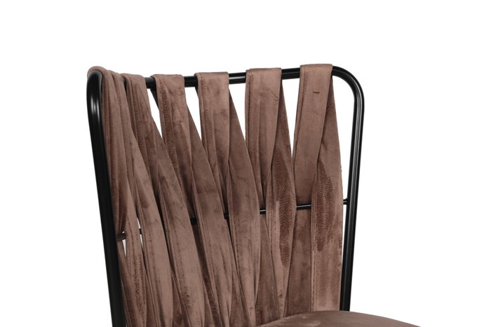 Hanah Home Kuśaklı-233 V4 Juego de 4 Sillas de Terciopelo y Metal, Marron Claro y Negro